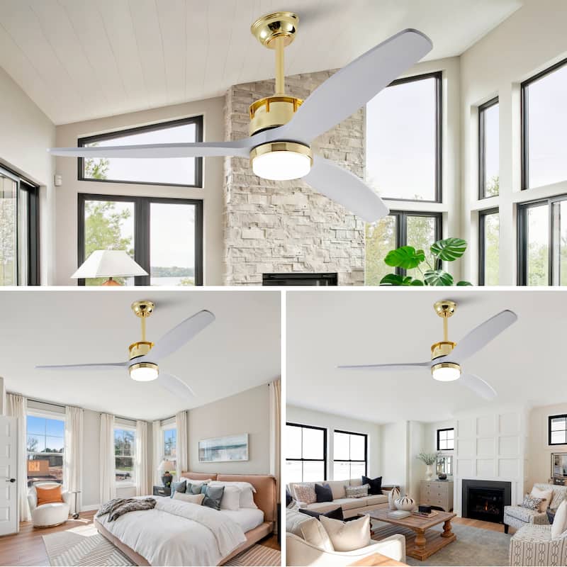 52" Ceiling Fans with Lights and Remote, 6 Speeds, Quiet DC Motor, Dimmable LED