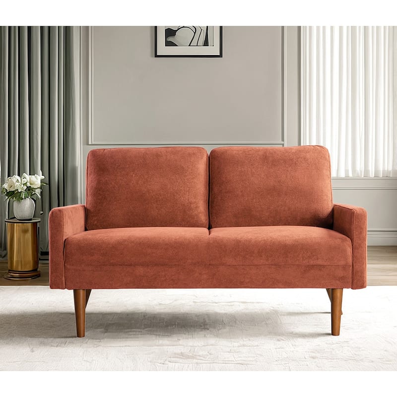 Velvet Loveseat Sofa - Pumpkin Orange