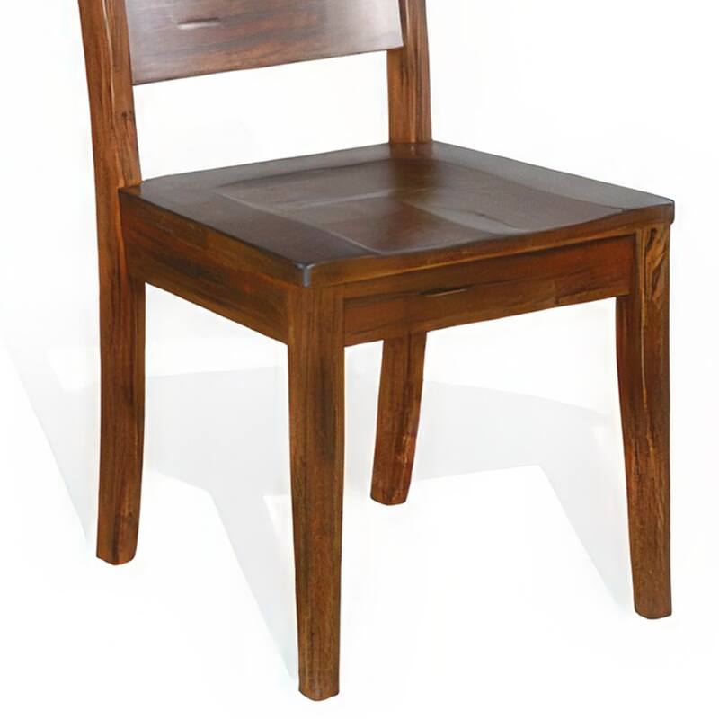 Reggie Dining Chair Set of 2, Ladderback, Dark Brown Mahogany Wood