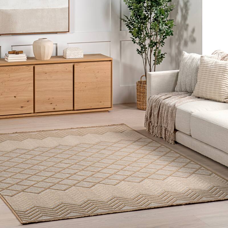 Nuloom Eleanora Geometric Transitional Jute Area Rug - 4' x 6' - Ivory - Rectangle
