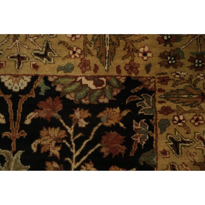 Hand Knotted Oriental 100% Wool Carpet Traditional All-Over Black Peshawar Runner Rug - 12' 1'' X 3' 3''