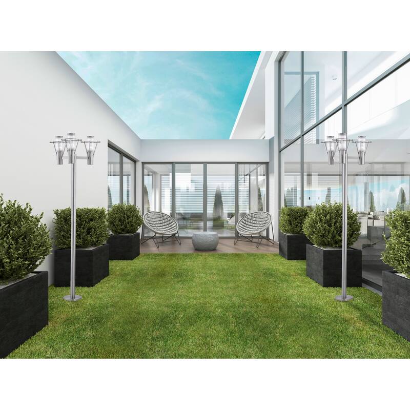 Eglo Belfast 3-light Stainless Steel Outdoor Post Light with Clear Glass