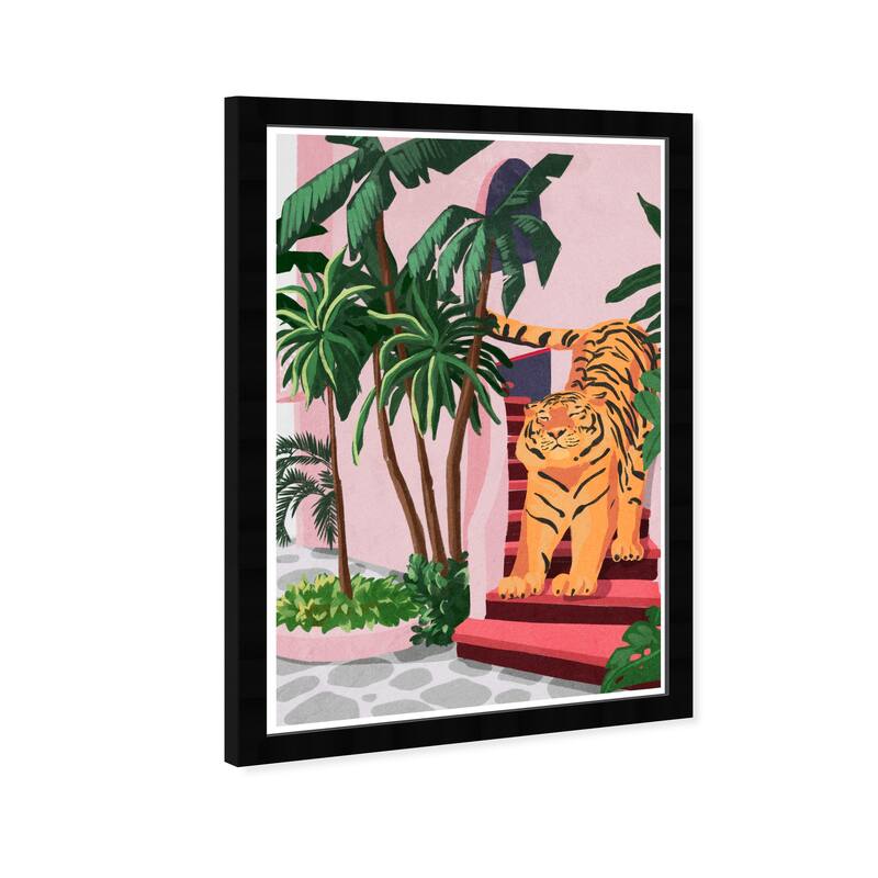 Wynwood Studio Prints Animals Tiger Stretch Pink and Light Pink Tropical Wall Art Canvas Print