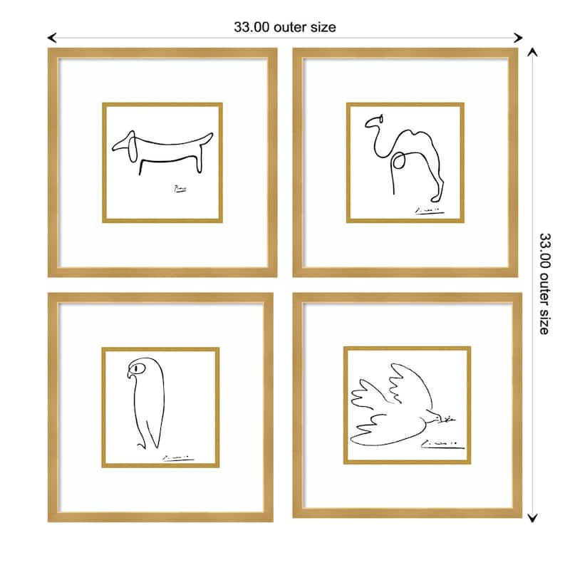 Picasso Animal Drawings - set of 4 Framed Art Print