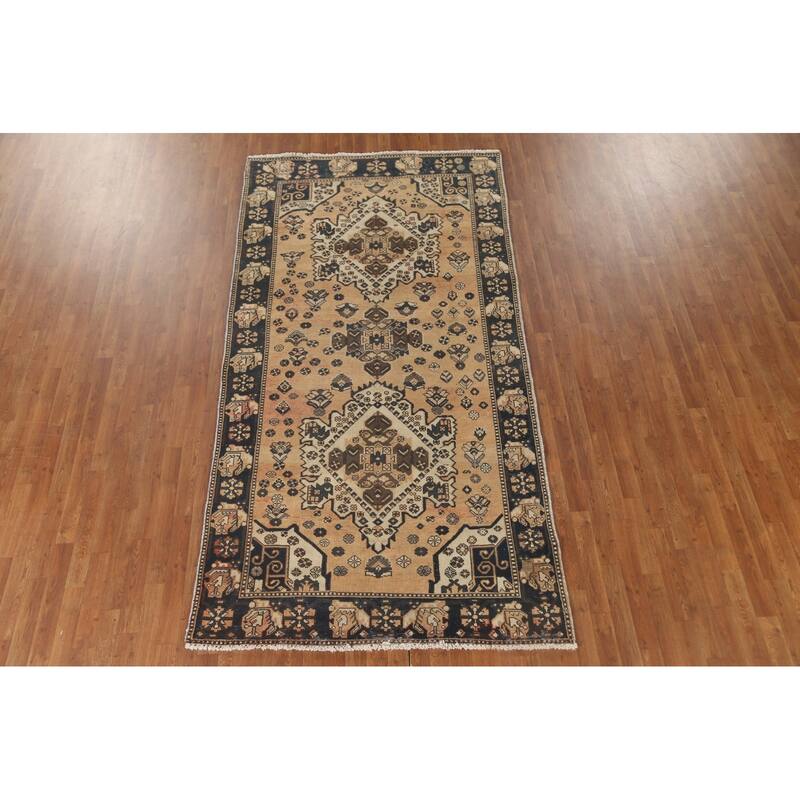 Bakhtiari Persian Vintage Area Rug Handmade Wool Carpet - 5'1" x 9'11"