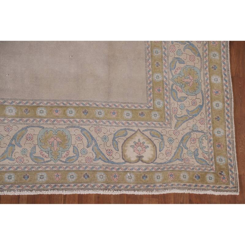 Hand Knotted Oriental 100% Wool Carpet Traditional Medallion Beige & Ivories Tabriz Area Rug - 12' 8'' X 9' 6''