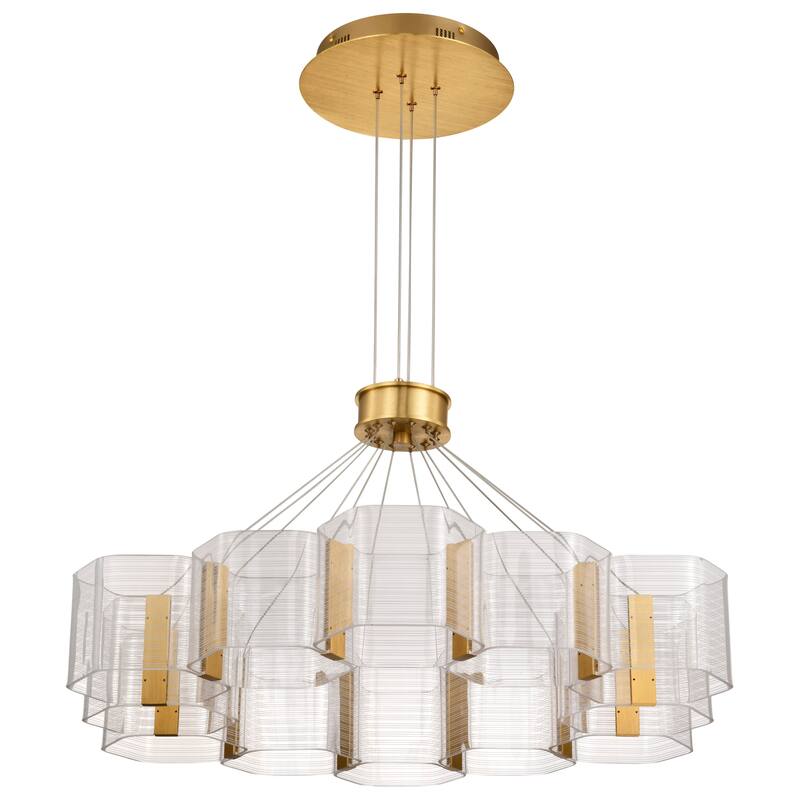 Kenzo LED 12 Light Chandelier Polished Anodized Bronze Finish Light Guide Panel - Polished Anodized Bronze - Polished Anodized Bronze