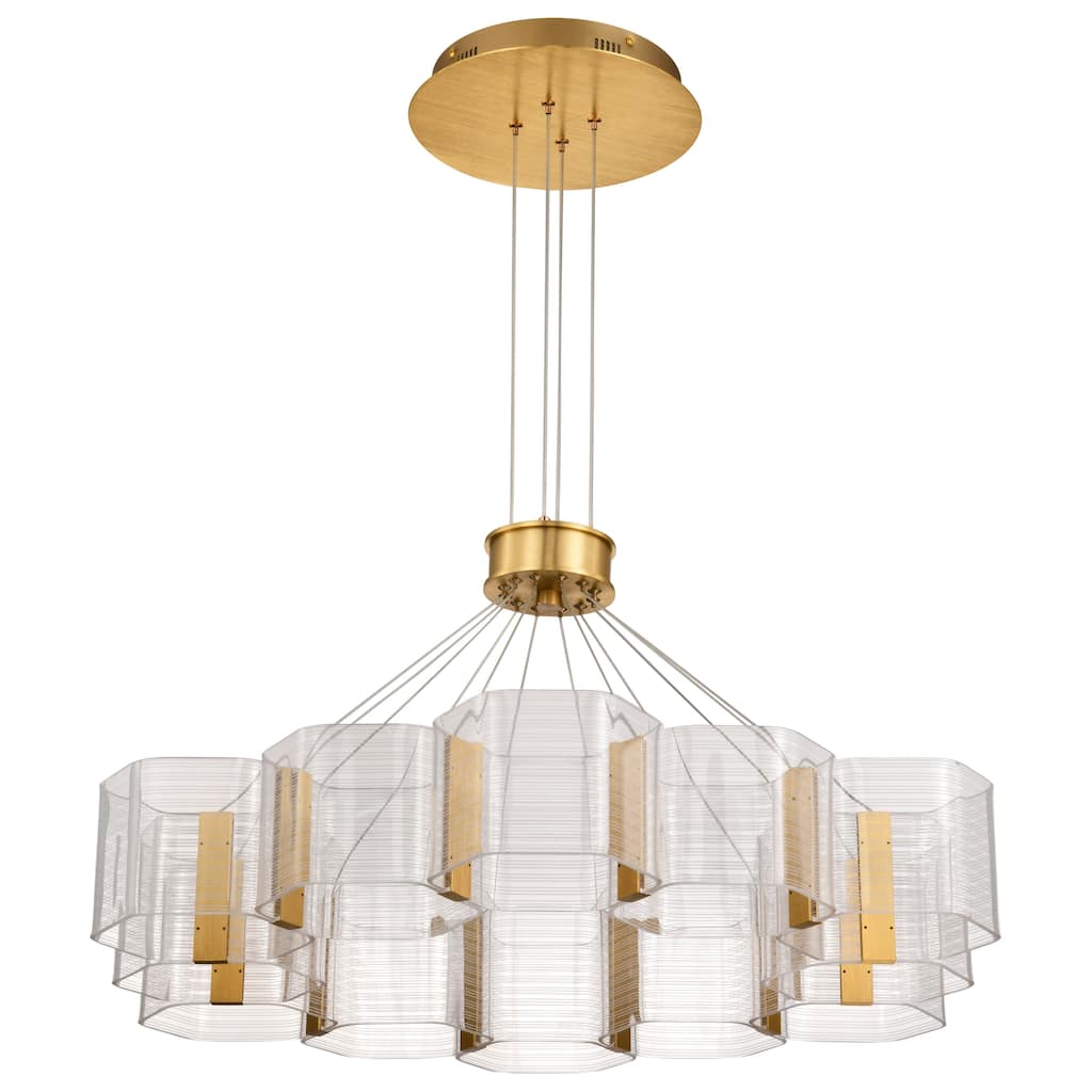 Kenzo LED 12 Light Chandelier Polished Anodized Bronze Finish Light Guide Panel - Polished Anodized Bronze