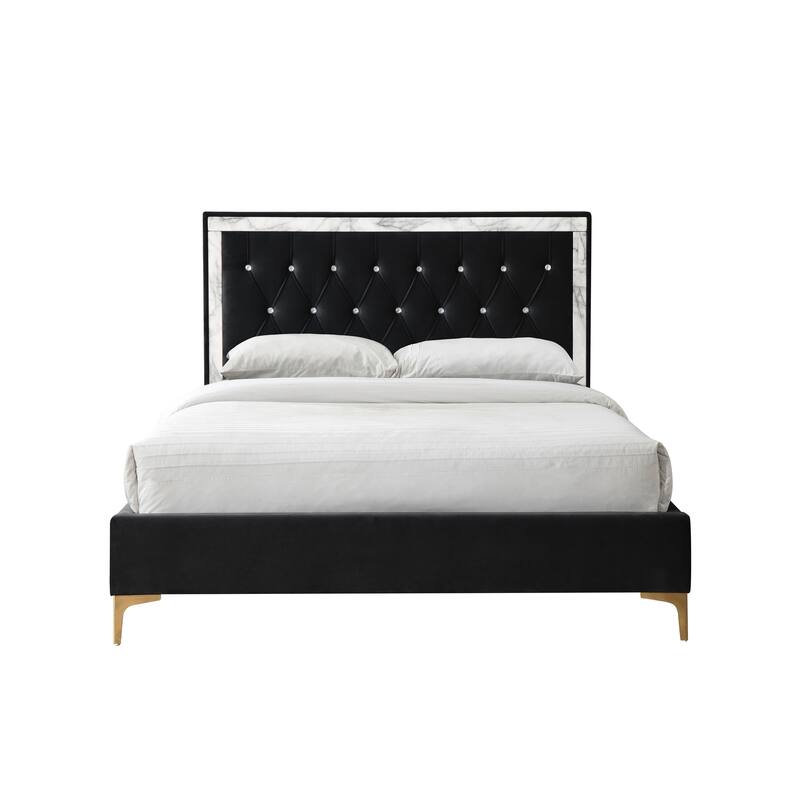 Diggins Black Tufted Platform Bed