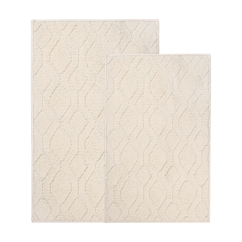 Blue Nile Mills Diamond Lattice Textured Non-Slip Washable Bath Rugs - Set of 2