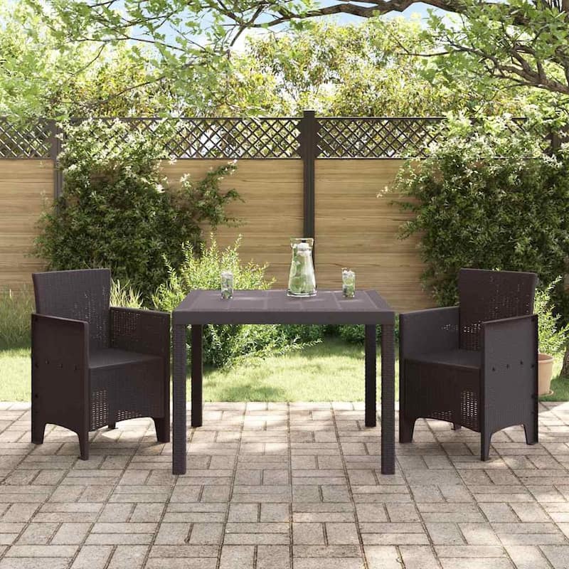 vidaXL Garden Dining Set 3/5 pcs Anthracite/Brown Polt rattan - 100 x 100 x 73 cm