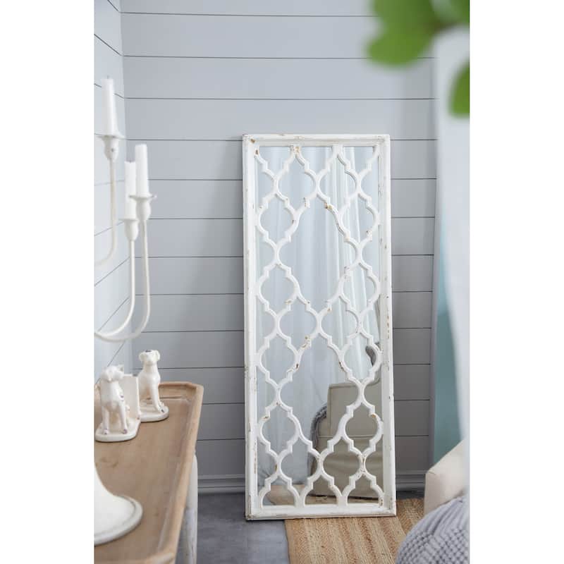 24" x 60" Distressed White Floor Mirror, Full Body Mirror for Bathroom Bedroom Living Room