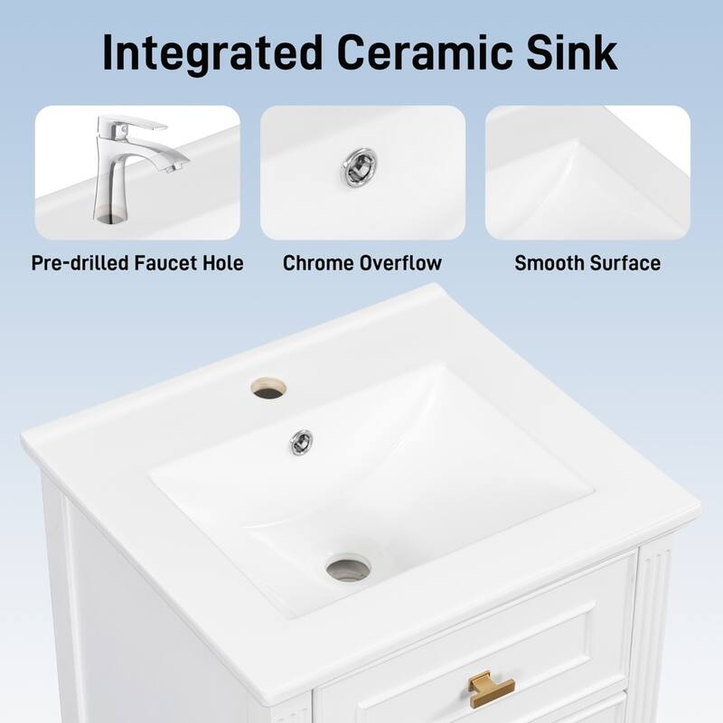 20" Bath Vanity, Engineered Wood, Tilt Out Drawer, Space Saving