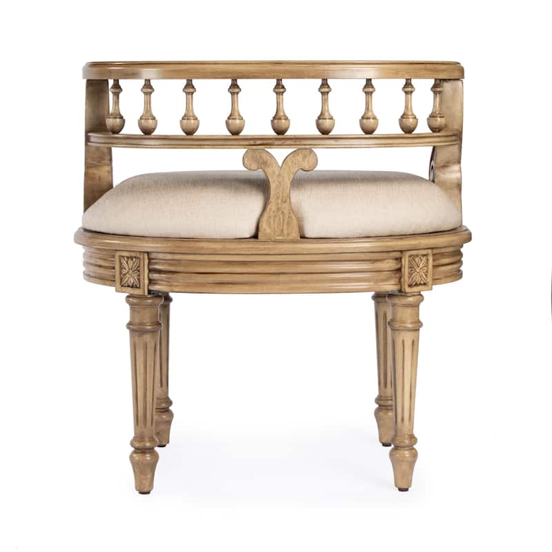 Hathaway 22.5 in. W Oval Upholstered and Wood Traditional Vanity Seat