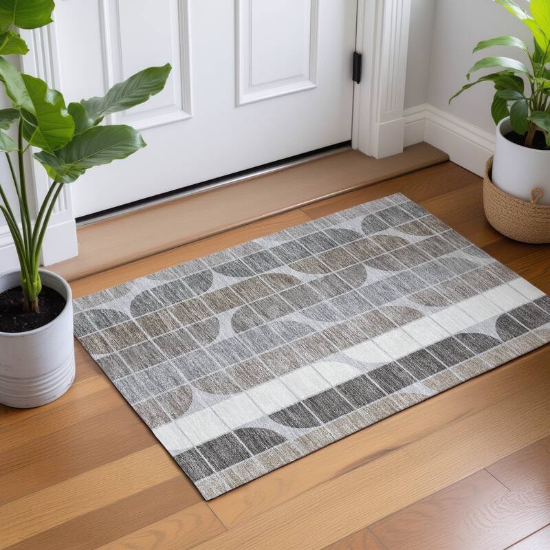 Machine Washable Indoor/ Outdoor Modern Finch Chantille Rug