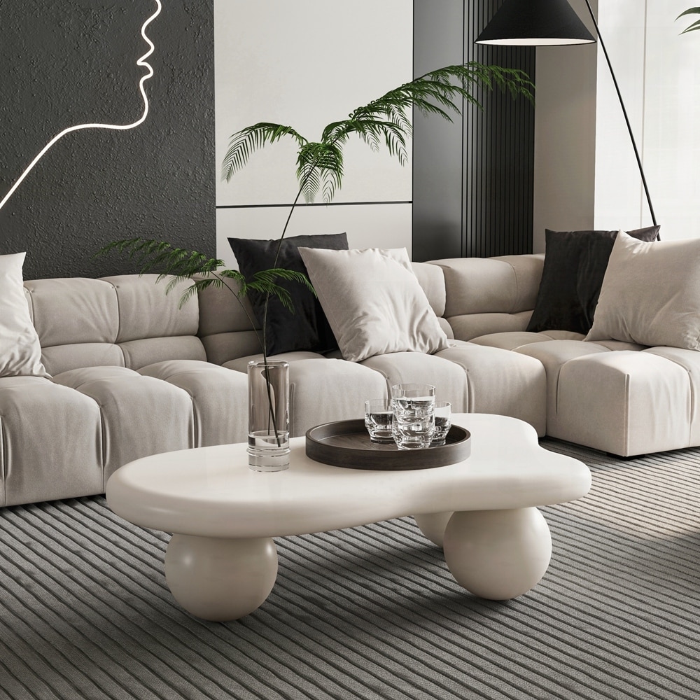 Cloud Shaped Coffee Table with 3 Ball Legs