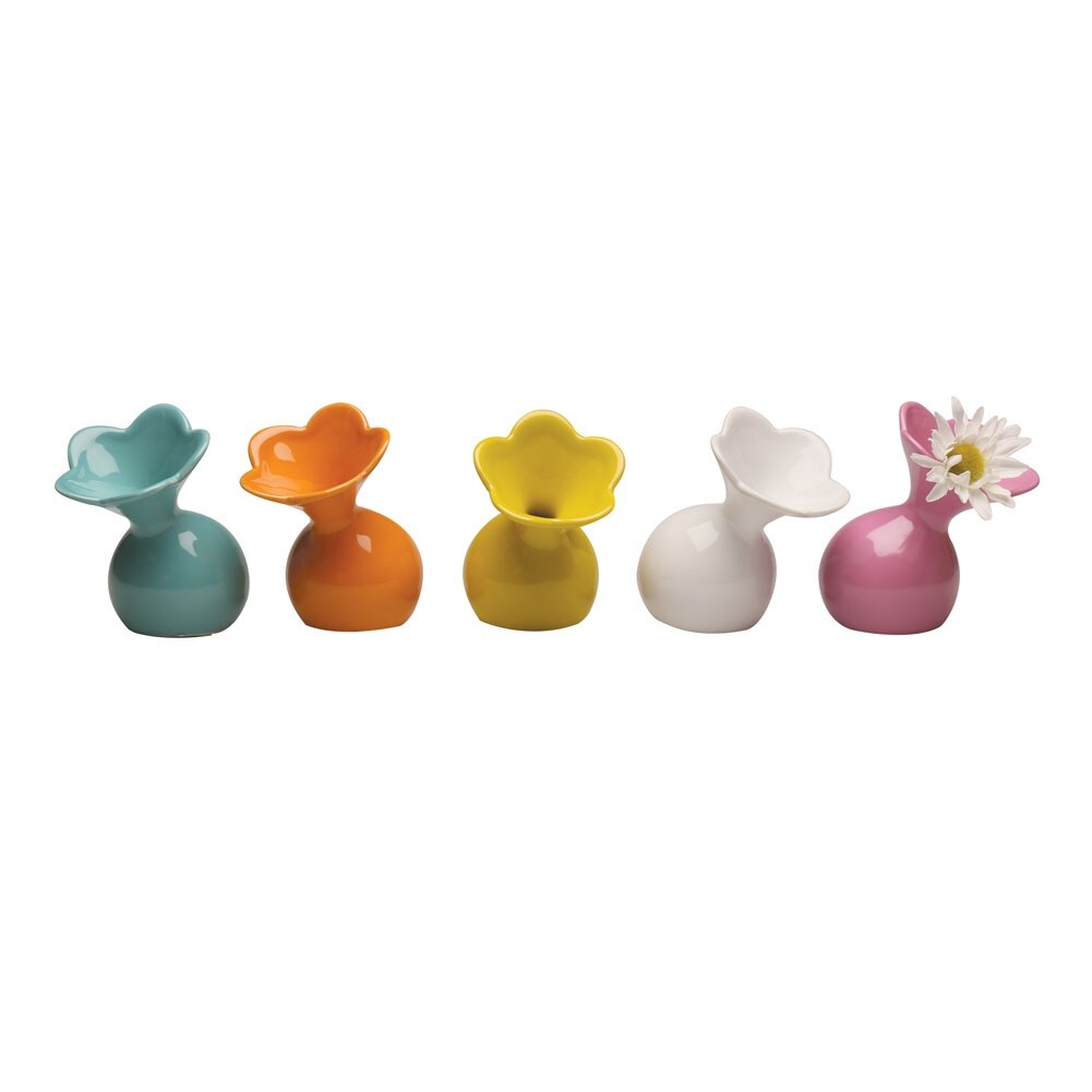 Shop Miniature Petite Flower Bud Vases Set Of 5 In Pastel Colors