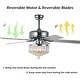 preview thumbnail 46 of 61, Bella Depot 52" Modern Reversible Crystal Ceiling Fan with Remote Control and Light Kit