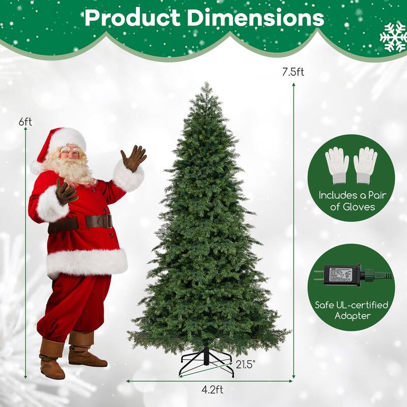 Gymax 7.5 FT Artificial Xmas Tree w/ 1019 PE PVC Branch Tips & Folding - See Details