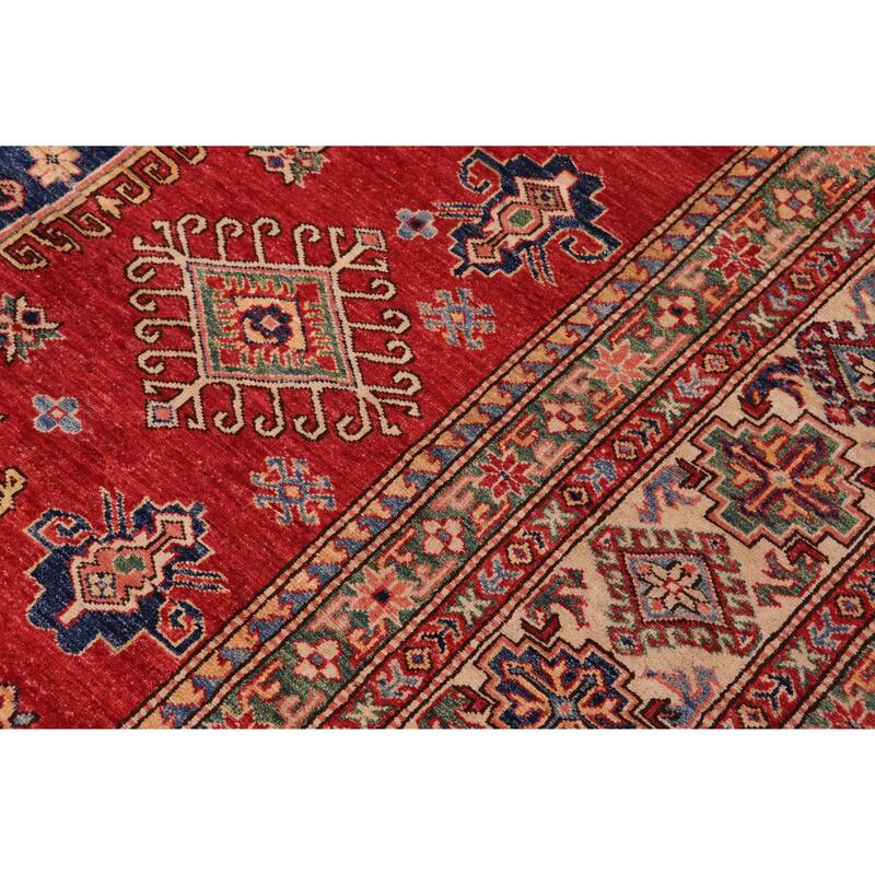 Caucasian Super Kazak Avery Red/Beige Hand Knotted Wool Rug - 8'9'' x 11'8''