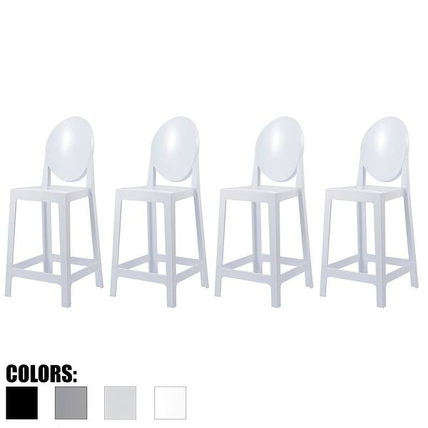 2xhome Set Of 4 White Modern 25 Seat Bar Stool Counter Height With Back Plastic Chairs For Home Restaurant Office Overstock 24203763