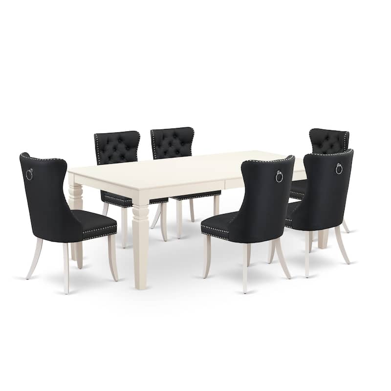 East West Furniture Dinette Set Contains a Rectangle Kitchen Table and Upholstered Chairs, Linen White (Pieces Options) - LGDA7-LWH-12
