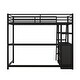 preview thumbnail 8 of 25, Twin Size Loft Kids Bed Frame with Desk, Shelves & Two Built-in Drawers, Black