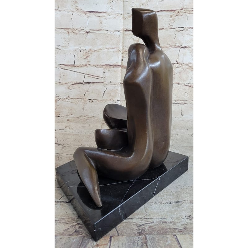 Abstract Modern Art Couple Embracing Romantic Lovers Anniversary Bronze Metal Sculpture