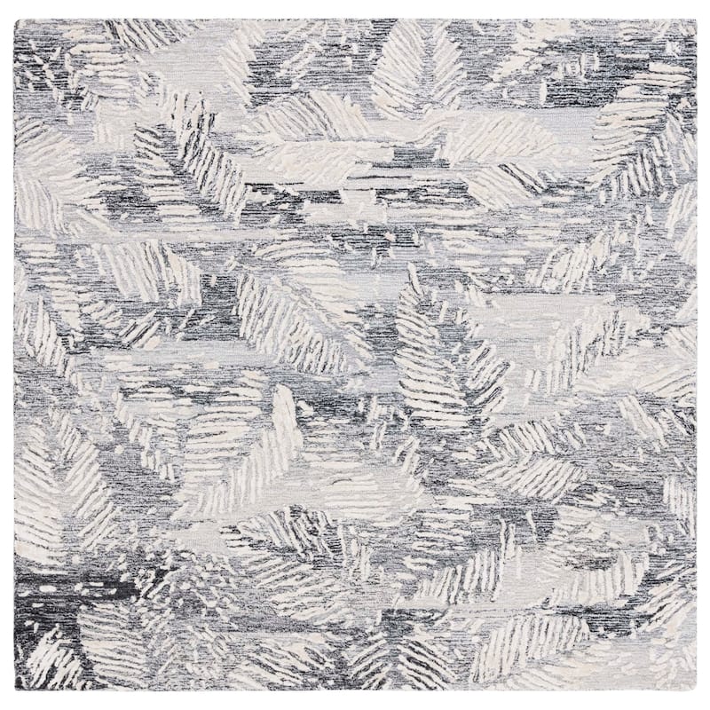 SAFAVIEH Handmade Glamour Shag Contemporary Rug - 6' Square - Black/Ivory