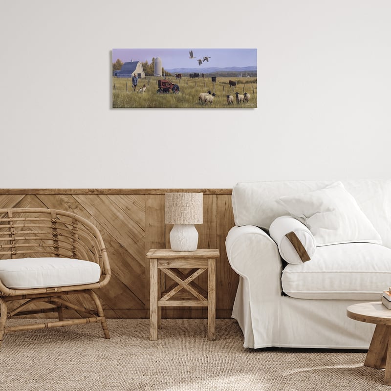 Stupell Geese Over Lush Farm Scene Canvas Wall Art Design By Frank Parker (Young)