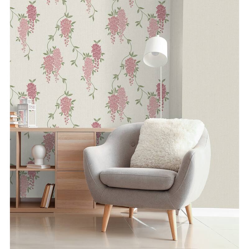 Fine Decor Aisla Pink Wisteria Wallpaper
