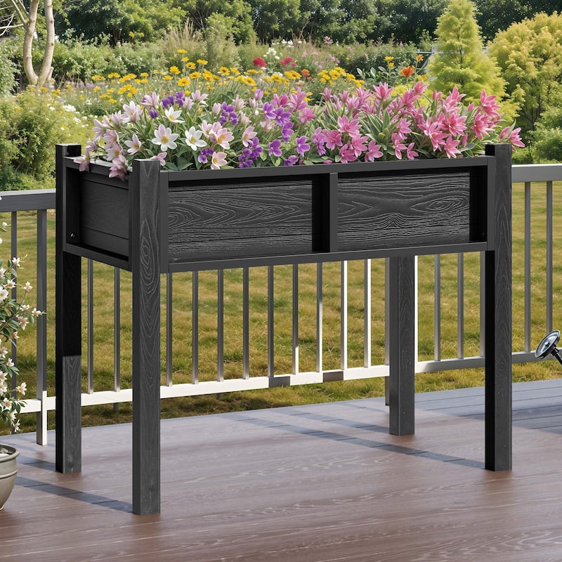 Moasis Poly Wood Raised Garden Bed Planter Box Stand for Backyard Patio Balcony
