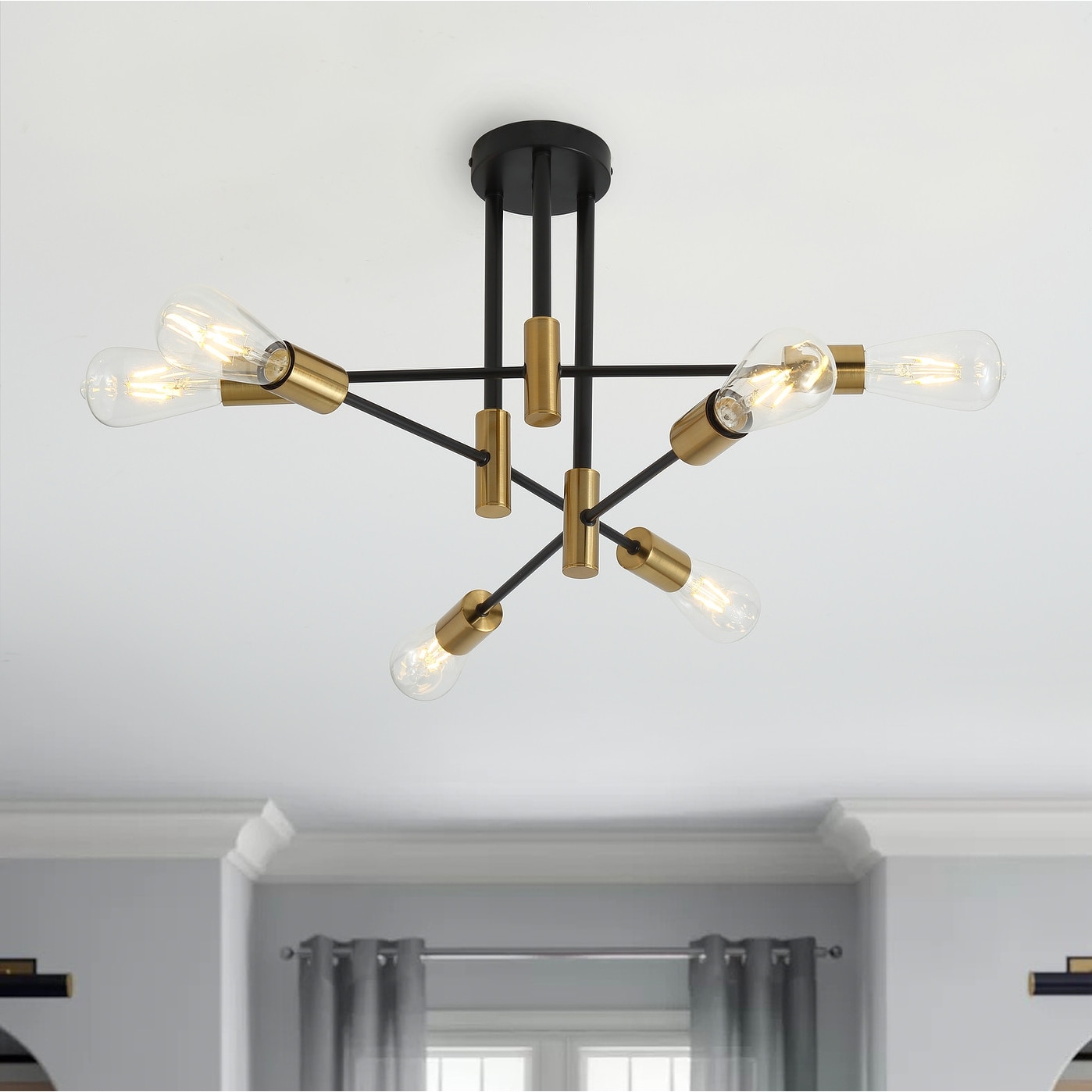 Black and brass semi flush mount cheap