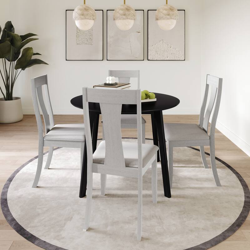 CraftPorch Vintage 4-Piece Chair and Round Table Wooden Dining Set