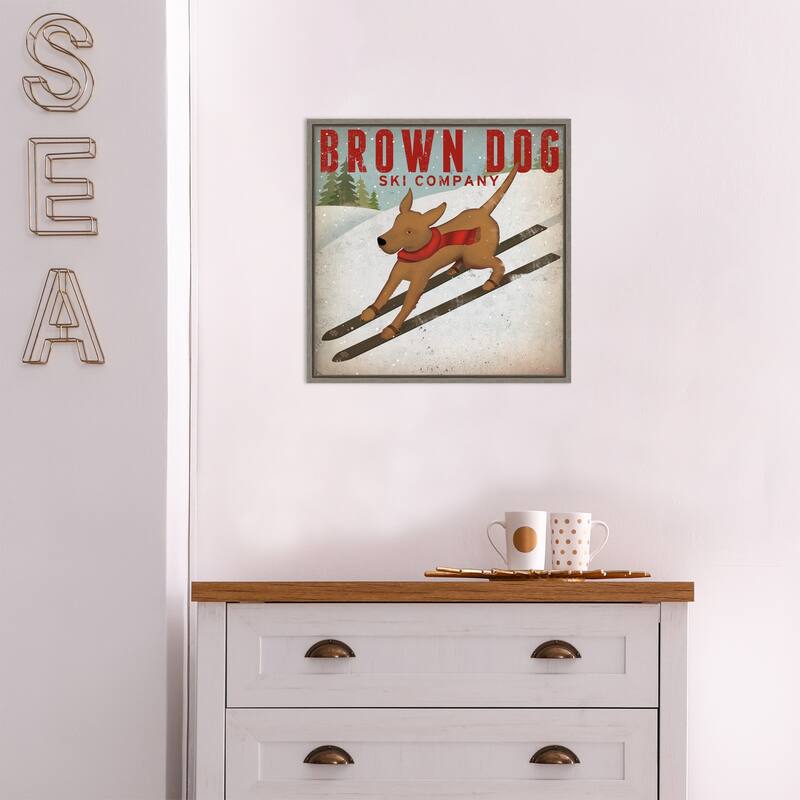 Brown Dog Ski Co by Ryan Fowler Framed Canvas Art