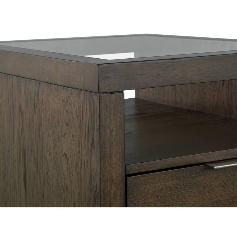 Magnussen Home Merrick Homestead Brown and Clear Glass Rectangular End Table - 20''W x 24''D x 24''H