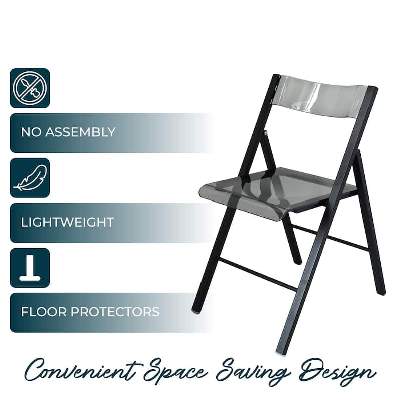 LeisureMod Menno Modern Acrylic Folding Chair - Red - 4 x 30 x 16.5
