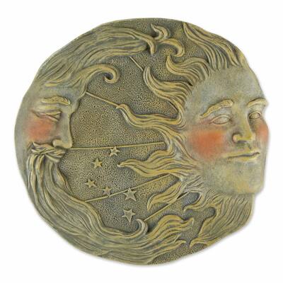Accent Plus Home Decorative Moon and Sun Wall or Garden Plaque - 11"Lx1"Wx10.5"H