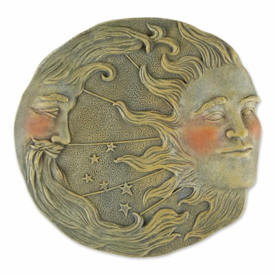 Accent Plus Home Decorative Moon and Sun Wall or Garden Plaque - 11"Lx1"Wx10.5"H