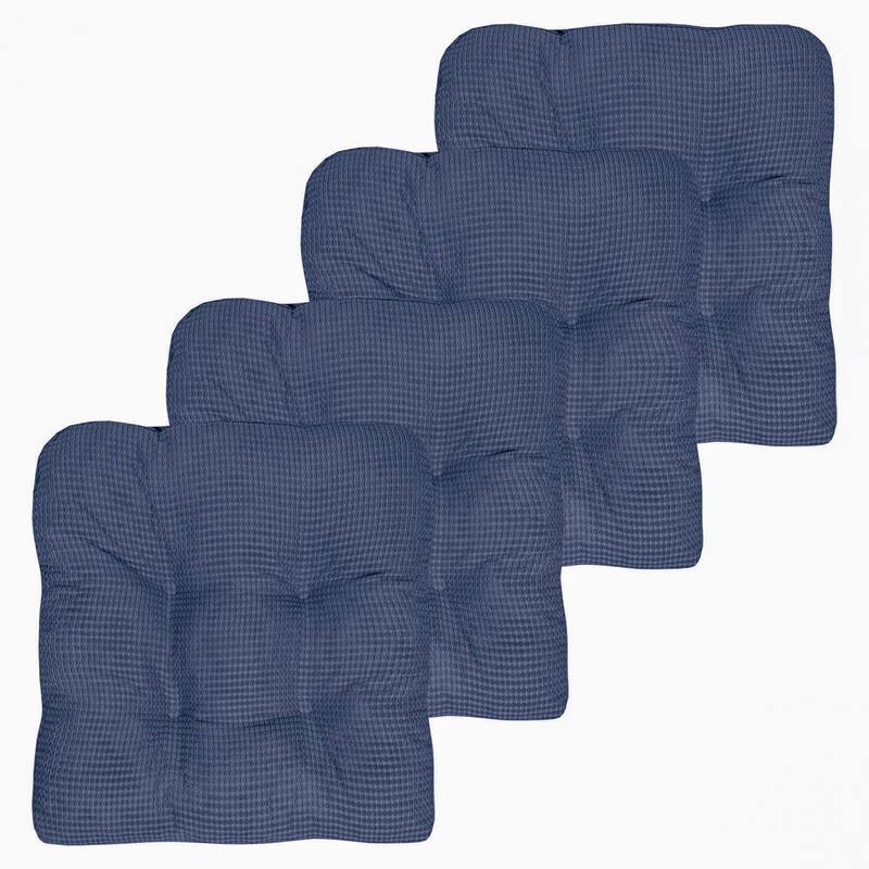 Fluffy Memory Foam Non-slip Chair Pad - Set of 4 - Navy