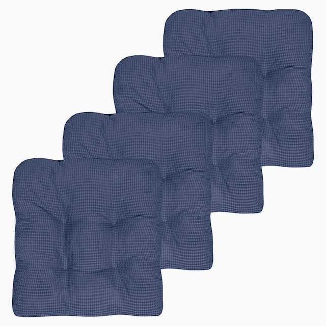 Fluffy Memory Foam Non Slip Chair Pad - Navy - Set of 4