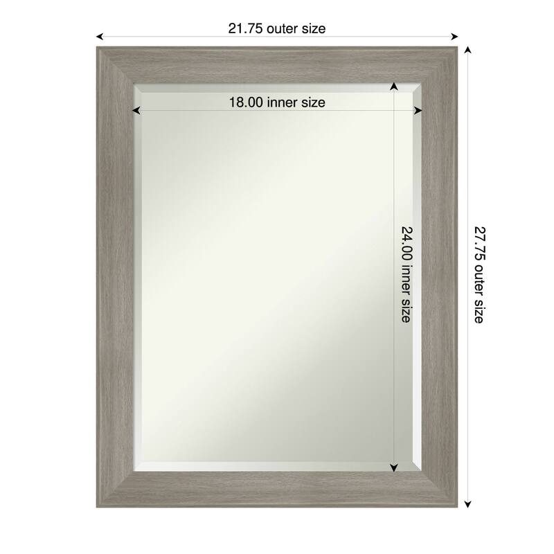 Grand Narrow Beveled Framed Wall Mirror - 22 x 28 in - Grand Greywash Narrow