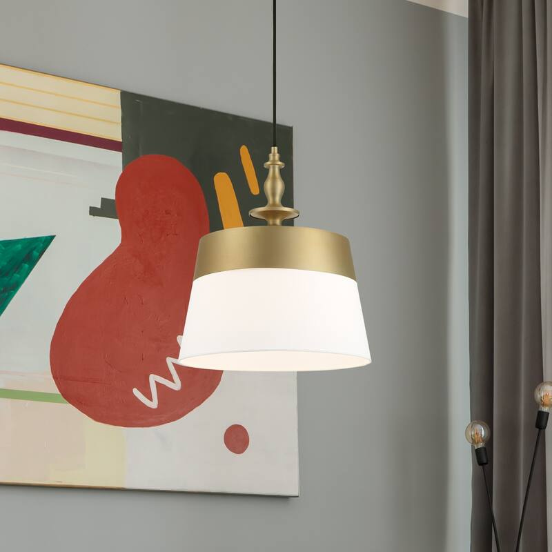 Ava 15.75 in. 1-Light Brushed Gold Transitional Pendant Light