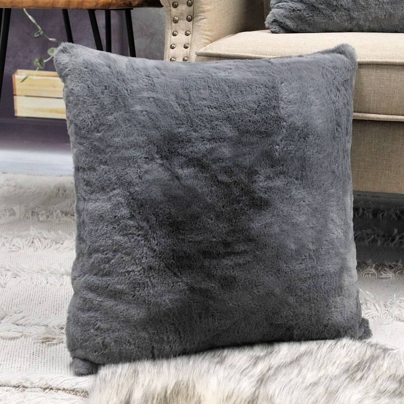 Decorative Solid Fauxfur Square Pillow Covers set of 2, NO INSERT
