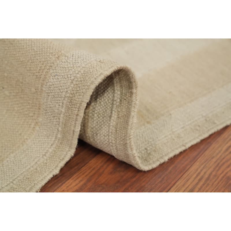 Hand Woven Oriental 100% Wool Carpet Southwestern Tribal Beige & Ivories Kilim Area Rug - 5' 10'' X 3' 8''