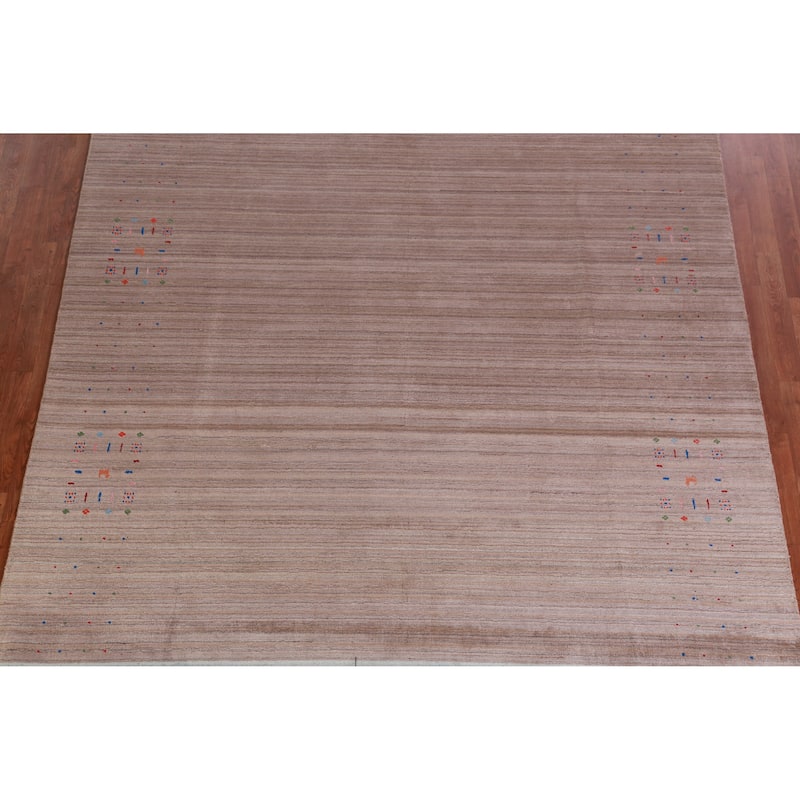 Hand Knotted Oriental 100% Wool Carpet Tribal Tribal Brown Gabbeh Area Rug - 9' 11'' X 7' 9''