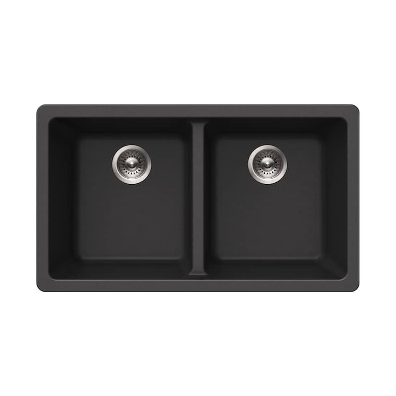 Houzer M-300U Quartztone 31-1/8" Undermount Double Basin Granite - Midnite