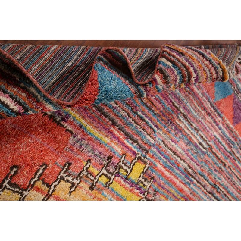 Colorful Moroccan Oriental Large Area Rug Handmade Wool Carpet - 9'4" x 14'5"