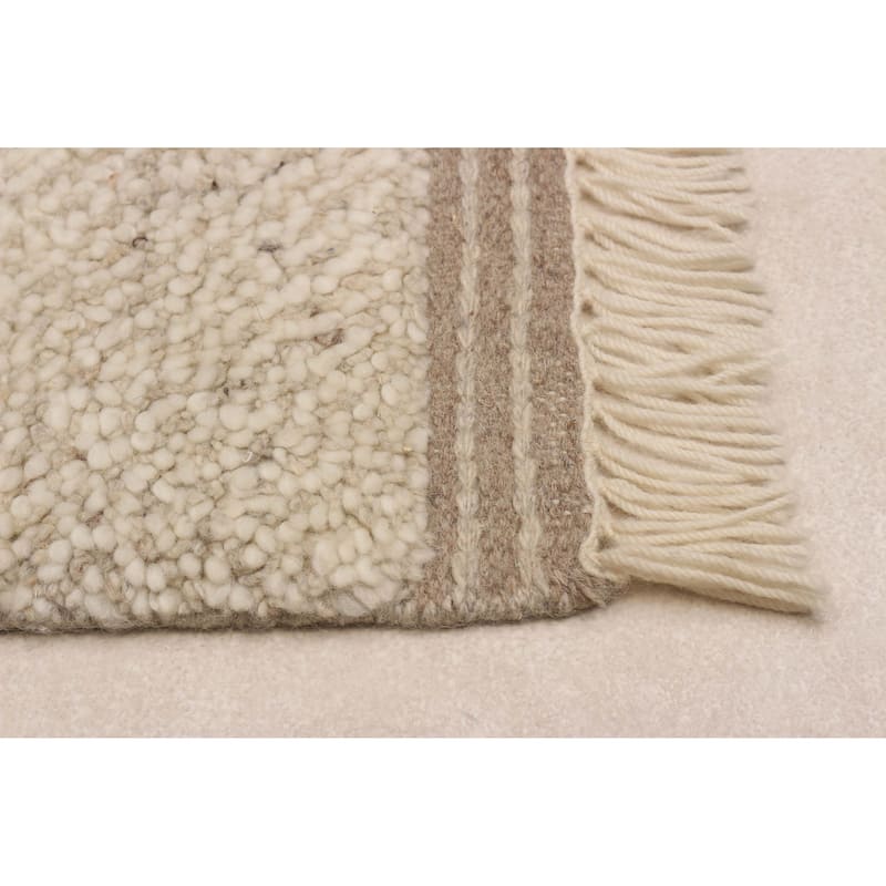 ECARPETGALLERY Hand-knotted Tangier Cream Wool Rug - 5'4 x 7'10