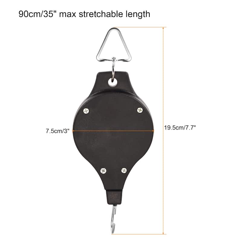 Retractable Plant Pulley Plant Hanger for Hanging Flower Basket Pots - Black